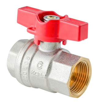 Кран кульовий ГГМ Koer Extreme KE.217-25 - 1" FF ручка "метелик" червона (KR5758) KR5758 фото