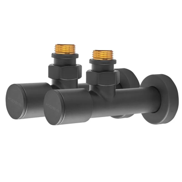 Комплект кранов для полотенцесушителя угловой Koer KR.SET.535 BLACK - M1/2''xM1/2'' удлиненный (KR5844) KR5844 фото