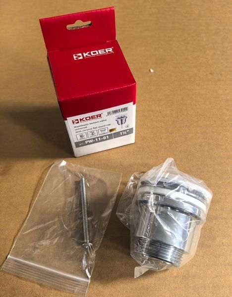 Донный клапан для раковины Koer PW-11-01 1 1/4'' универсальный (с/без перел) СLICK-СLACK (Цвет хром) (KR5790) KR5790 фото