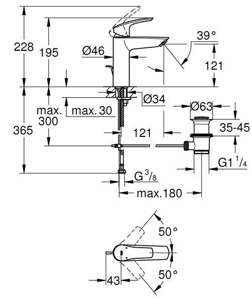 Змішувач для раковини Grohe Eurosmart M-Size (233222433) 233222433 фото