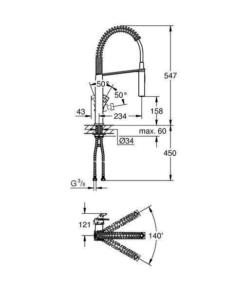 Смеситель для кухни с гибким изливом Grohe Eurocube (31395000) 31395000 фото