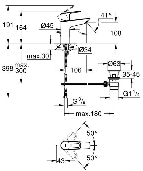 Смеситель для раковины M-размера Grohe BauLoop New (23762001) 23762001 фото