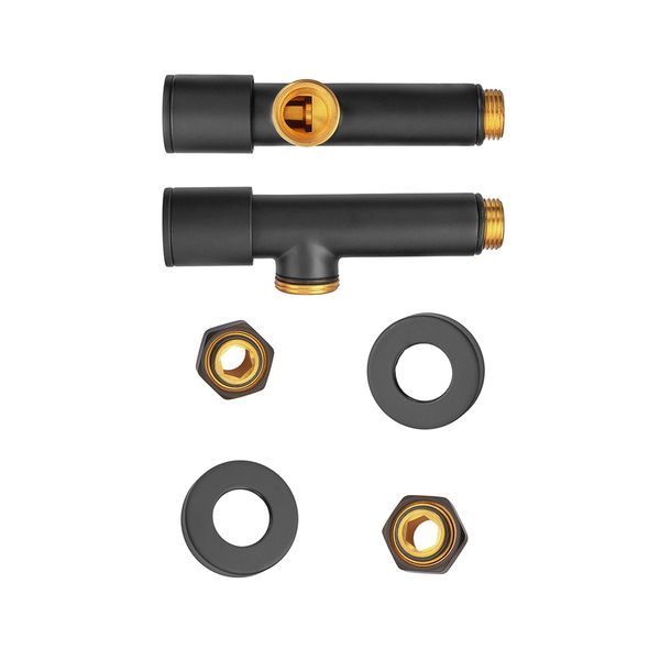 Комплект кранів для рушникосушки кутовий Koer KR.SET.535 BLACK - M1/2''xM1/2'' подовжений (KR5844) KR5844 фото
