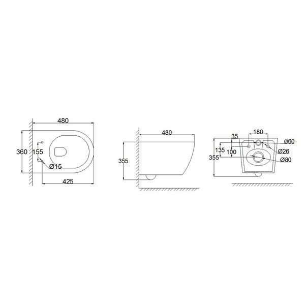 Унитаз подвесной Mixxus Ellipse-0310-T3 480х360х340mm система смыва Tornado 3.0 (MI8426) MI8426 фото