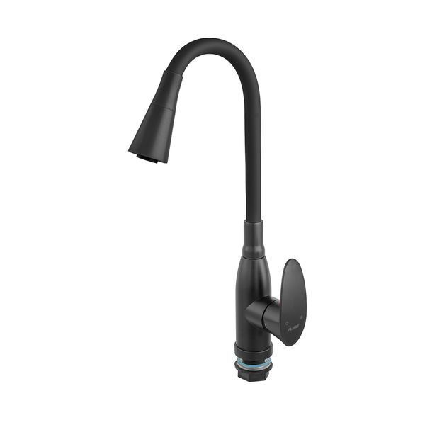 Змішувач для кухні PLAMIX CEZAR-011-B SET MATTE BLACK REFL.BLACK з силіконовим виливом, з підведенням (PM0719) PM0719 фото