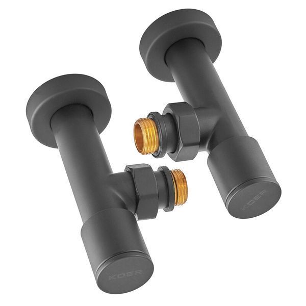 Комплект кранів для рушникосушки кутовий Koer KR.SET.535 BLACK - M1/2''xM1/2'' подовжений (KR5844) KR5844 фото
