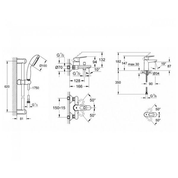 Набор смесителей для ванной S-Size Grohe BauLoop (UA123214S1) UA123214S1 фото