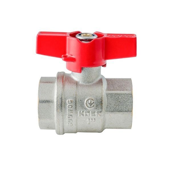 Кран кульовий ГГМ Koer Extreme KE.217-25 - 1" FF ручка "метелик" червона (KR5758) KR5758 фото