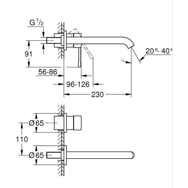 Смеситель для раковины Grohe Essence на 2 отверстия L-Size (29193001) 29193001 фото