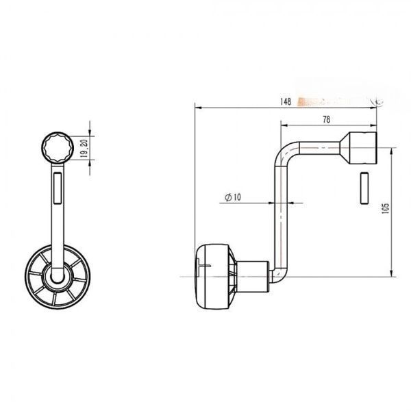 Рукоятка для опори NB Parts коротка, 105мм 11002728 11002728 фото