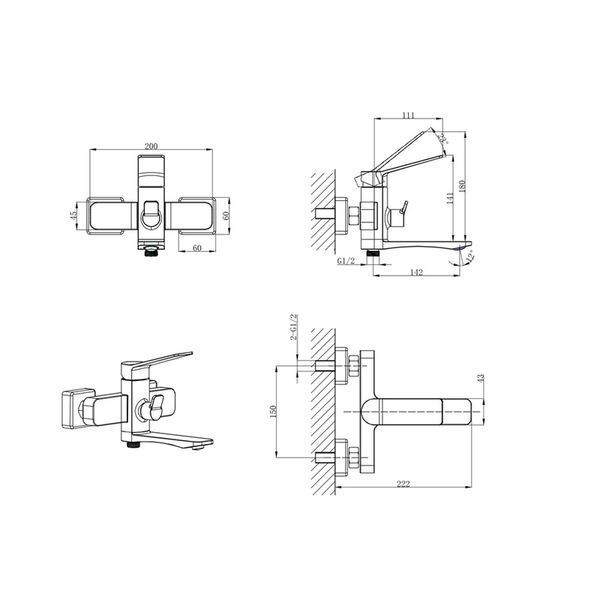 Смеситель для ванны Mixxus Wilson 009 Euro (MI7130) MI7130 фото