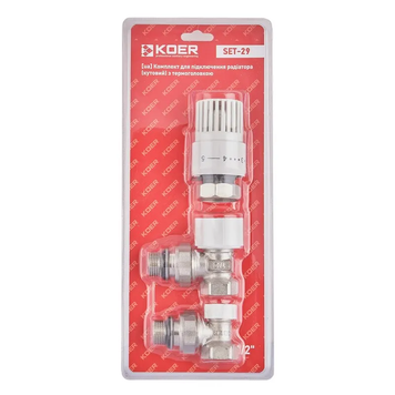 Комплект для подключения радиатора Koer SET-29 - 1/2'' (угловой) с термоголовкой (KR5716) KR5716 фото