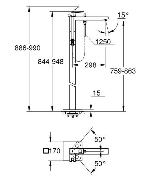 Підлоговий змішувач для ванни Grohe Eurocube (23672001) 23672001 фото