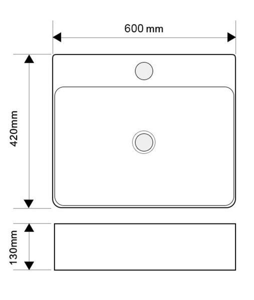 Раковина подвесная-накладная Mixxus Premium QUADRO-0204 600x420x130mm (отверстие под смеситель, перелив) (MP6719) MP6719 фото