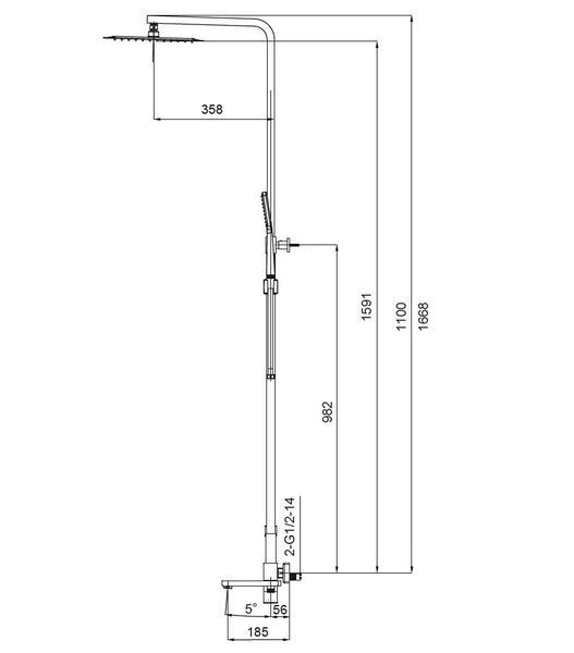 Душова колона із змішувачем KOER KB-56010-01 (Колір хром) (KR3494) KR3494 фото