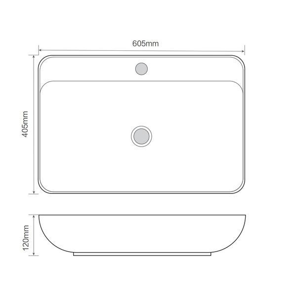 Раковина накладная Mixxus Premium BEVEL-0203 600х405х120mm с отверстием под смеситель (MP6513) MP6513 фото