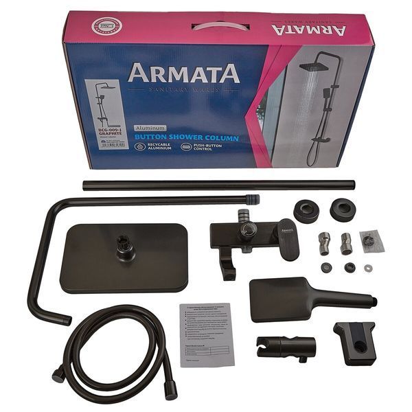 Душова колона зі змішувачем з алюмінію ARMATA BCG-009-J BLACK, 3 режими (CH6560) CH6560 фото