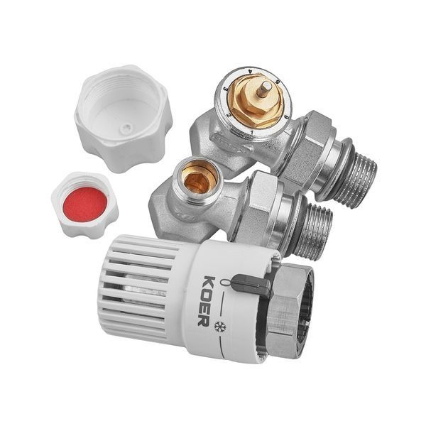 Комплект для підключення радіатора Koer SET-29 - 1/2'' (кутовий) з термоголовкою (KR5716) KR5716 фото