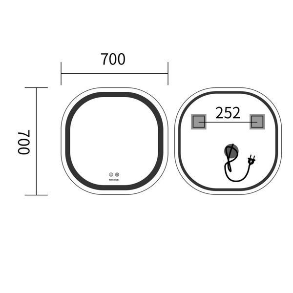 Дзеркало Mixxus Premium DIVERSE MR16-70x70 з Led Touch, Anti-fog, димером (3-6,5kK) (MP6640) MP6640 фото