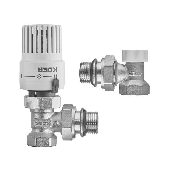 Комплект для підключення радіатора Koer SET-29 - 1/2'' (кутовий) з термоголовкою (KR5716) KR5716 фото