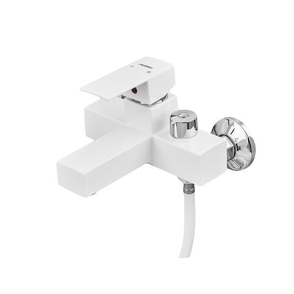 Смеситель для ванны Plamix Kubus-009 EURO SET White (со шлангом, лейкой и кронштейном) (PM0673) PM0673 фото