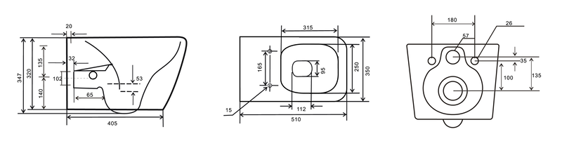 Унітаз-біде підвісний Mixxus Premium QUADRO-1301-R 510x350x345mm система змиву RIMLESS (MP6658) MP6658 фото