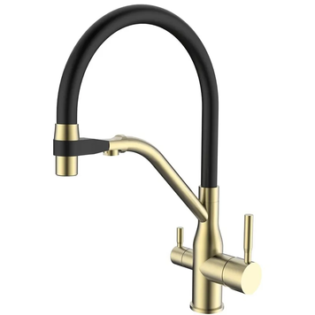 Змішувач для кухні MixxusPremium Gravity 021 BRUSHED GOLD REFL.BLACK (MI6981) MI6981 фото