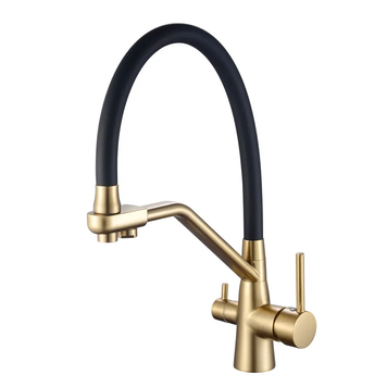 Змішувач для кухні Mixxus Premium Senna 021 Brushed Gold Refl.Black з виходом для питної води (MP6722) MP6722 фото