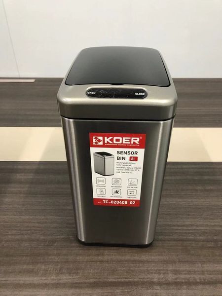 Мусорное ведро сенсорное прямоугольное Koer TC-020408-02 8 л цвет нержавейка (KR5588) KR5588 фото