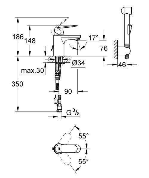 Смеситель для раковины S-размера Grohe Eurosmart Cosmopolitan (23125000) 23125000 фото