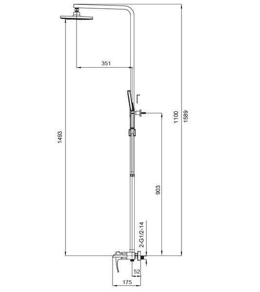 Душевая колонна со смесителем водопад Koer KB-58007-05 (Цвет черный) (KR3463) KR3463 фото