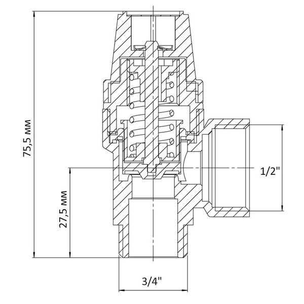 Клапан предохранительный ВН 1/2"х3/4" Koer KR.1261 (2.5 бар) (KR3106) KR3106 фото