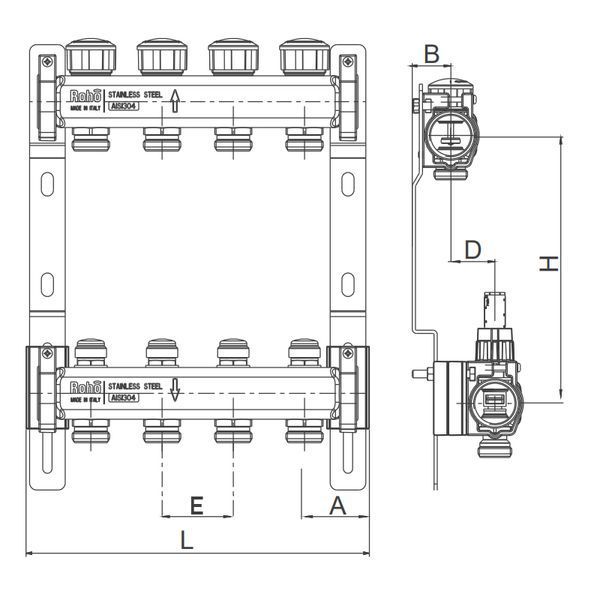 Колектор з термостатичними та запірними клапанами Roho R805-03 - 1"х 3 вих. (RO0057) RO0057 фото
