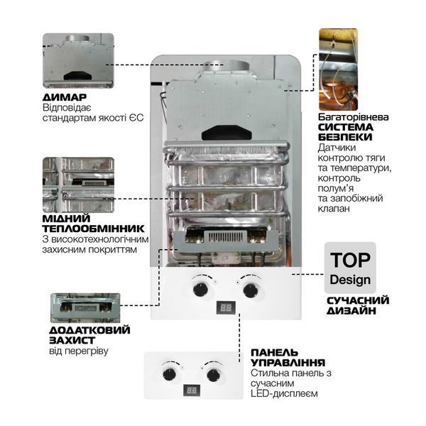 Газова колонка MIXXUS GWH-0110 BASIC WHITE димохідна 10 л/хв (колір білий) (WH0022) WH0022 фото