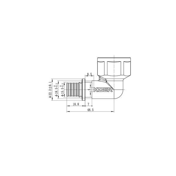 Уголок переходной с ВР Koer KA.L08F-16 - 16(2.2mm) x 3/4"F (KR4877) KR4877 фото