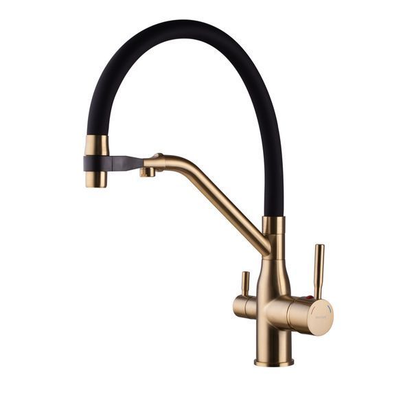 Змішувач для кухні MixxusPremium Gravity 021 BRUSHED GOLD REFL.BLACK (MI6981) MI6981 фото