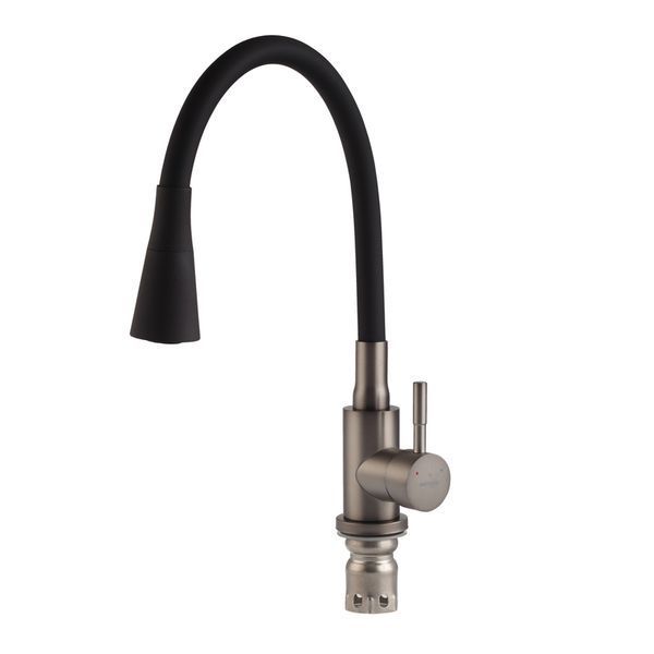 Змішувач для кухні Mixxus SEO-011-T Graphite Refl.Black з нерж.сталі SUS304 (Кол.графіт+сил.вилив чорний) (MI8434) MI8434 фото
