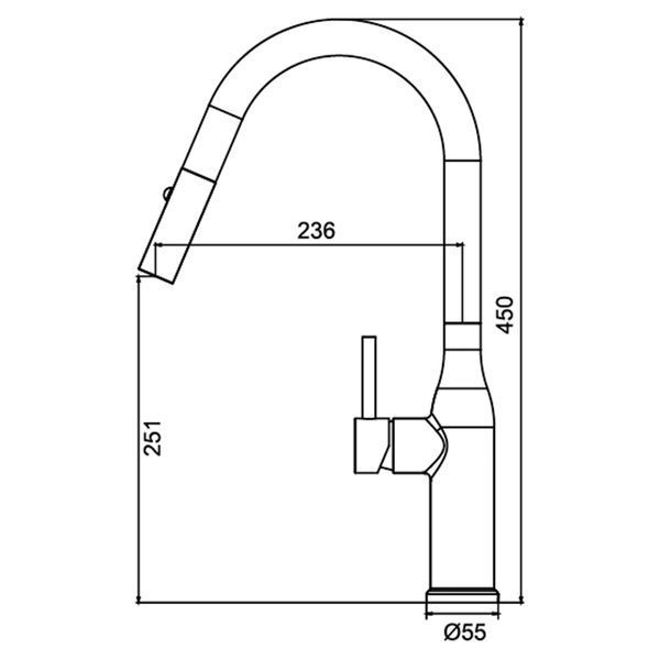 Кухонный смеситель с выдвижным изливом KOER KI-70004-05 (нерж. сталь) (KR3386) KR3386 фото