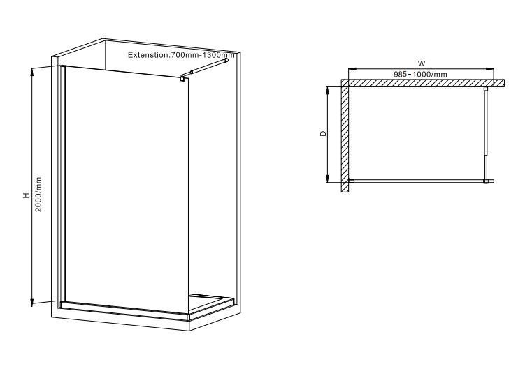Душевая перегородка Mixxus Premium FLAT SP01-100x200-TR Chrome Walk-In прозрачное стекло 8мм (MI6851) MI6851 фото