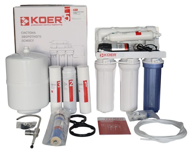 Система обратного осмоса KOER KV-91 5 ступеней + насос, мембрана 75 галлон (KR5327) KR5327 фото