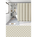 Шторка для ванной Zerix SCP-014-180x200 из PEVA (полиэтиленвинилацетата) (Узор "Ромбы" бежевый) (ZX6087) ZX6087 фото 1