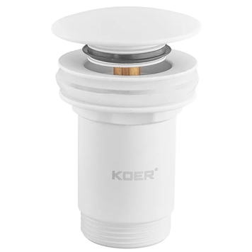 Донный клапан для раковины Koer PW-07-03 1 1/4'' с переливом автоматический СLICK-СLACK (Цвет белый) (KR5783) KR5783 фото