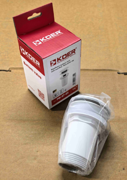 Донный клапан для раковины Koer PW-07-03 1 1/4'' с переливом автоматический СLICK-СLACK (Цвет белый) (KR5783) KR5783 фото