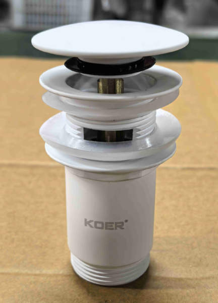 Донный клапан для раковины Koer PW-07-03 1 1/4'' с переливом автоматический СLICK-СLACK (Цвет белый) (KR5783) KR5783 фото