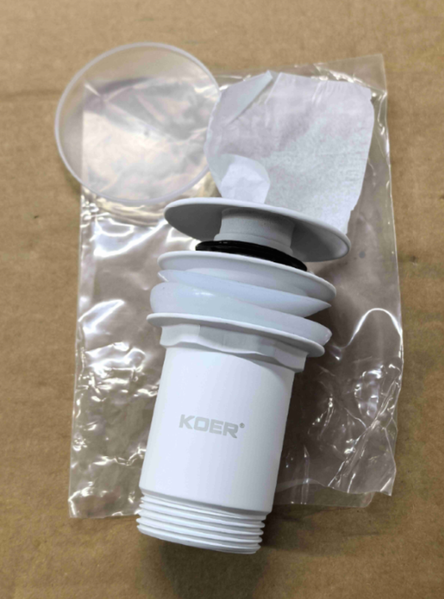 Донный клапан для раковины Koer PW-07-03 1 1/4'' с переливом автоматический СLICK-СLACK (Цвет белый) (KR5783) KR5783 фото