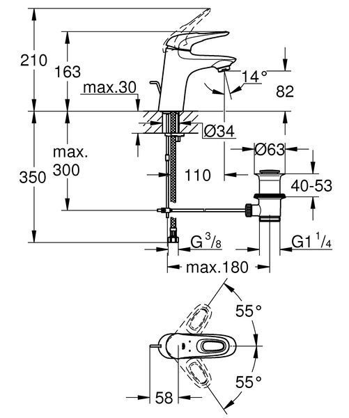 Змішувач для раковини S-розміру Grohe Eurostyle (33558LS3) 33558LS3 фото
