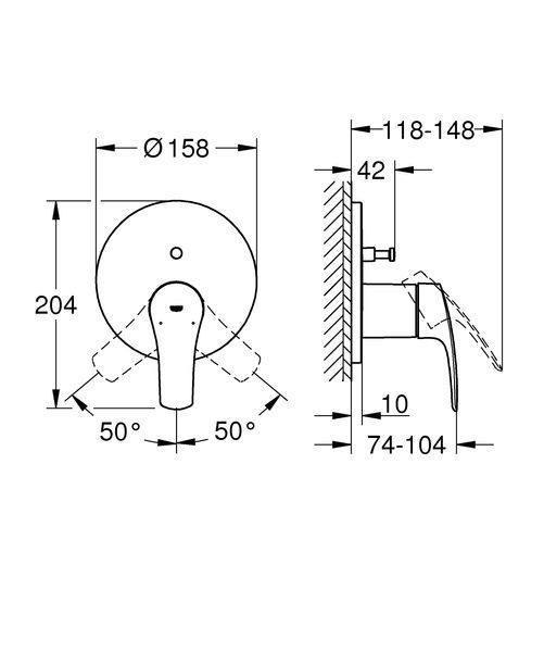 Смеситель скрытого монтажа на 2 потребителя Grohe Eurosmart New (24043003) 24043003 фото