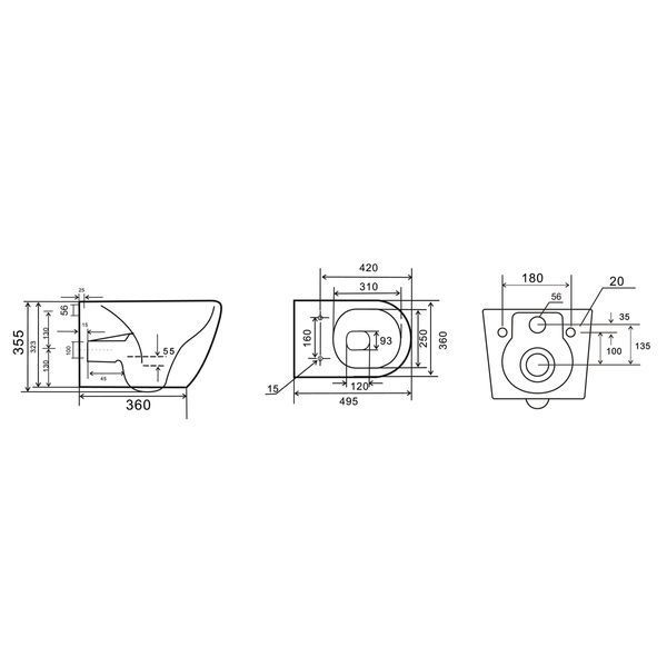 Комплект: Mixxus Premium Ellipse-SET-2101 Gray (в 2 ящ) Унітаз система змиву Tornado 3.0+ Інсталяція Koer KT-0404 + панель KT-0604-07 Gun Gray (MP6668) MP6668 фото