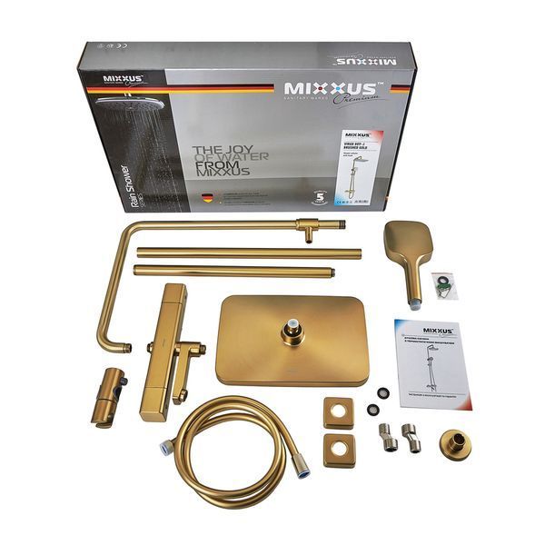 Душевая колонна Mixxus Premium VIRGO 009-J BRUSHED GOLD с термостатическим смесителем, 3 функции (MI6649) MI6649 фото