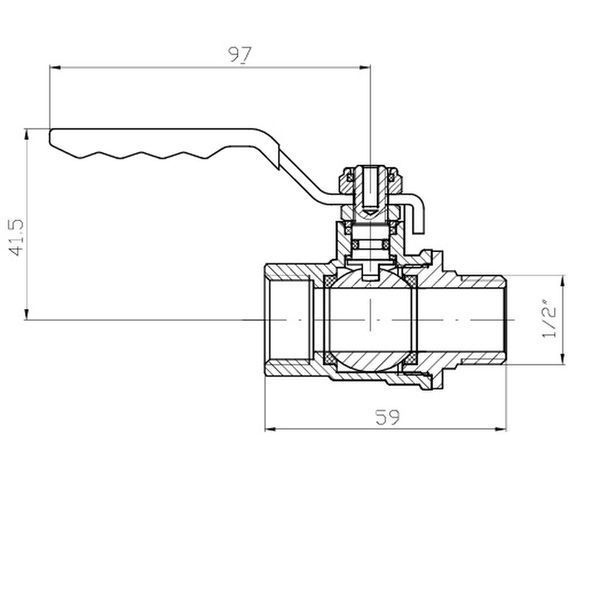 Кран шаровой ГШВ Koer Extreme KE.215-15 - 1/2" FM ручка "рычаг" красная (KR5750) KR5750 фото